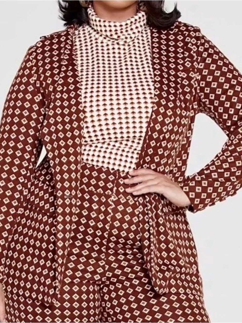 Gabi Fresh x Fashion to Figure Brown Geometric Blazer